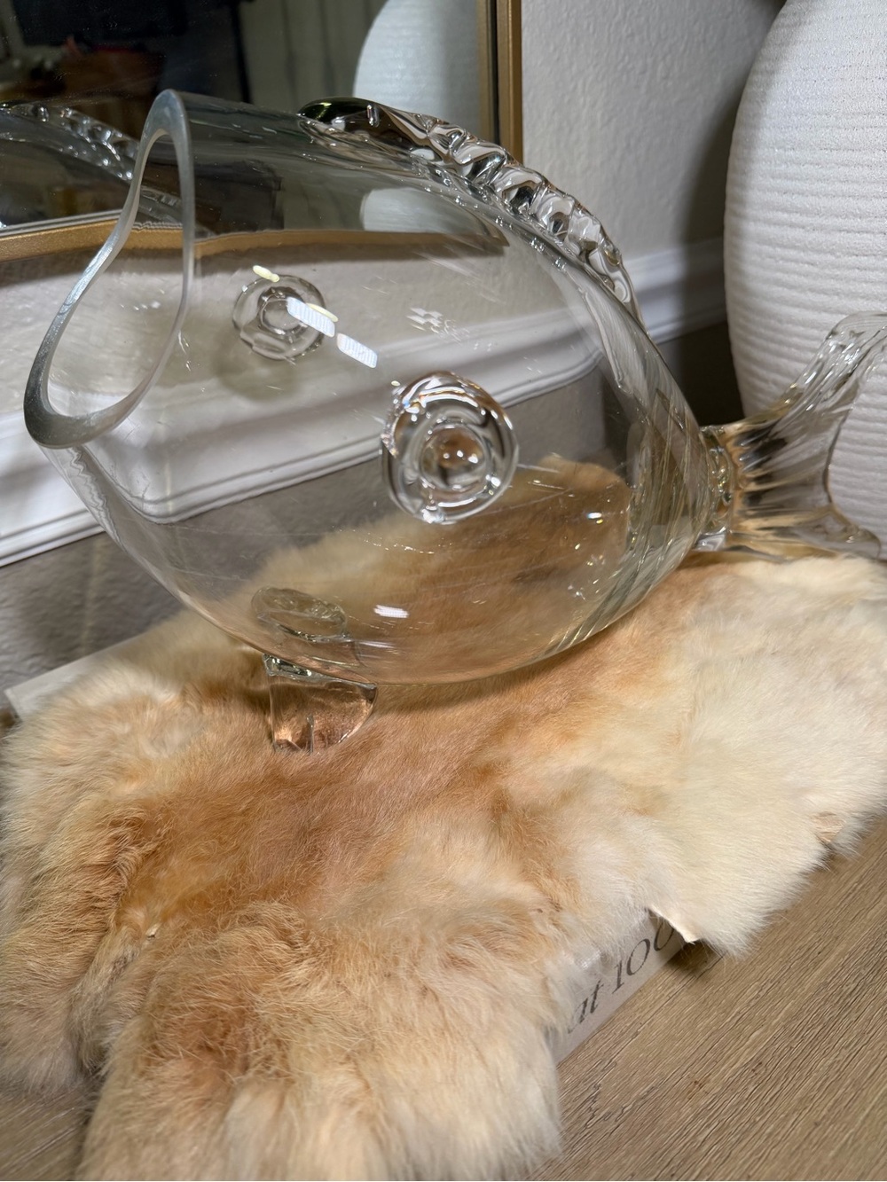 Blenko-Style Handblown Clear Glass Fish Vase